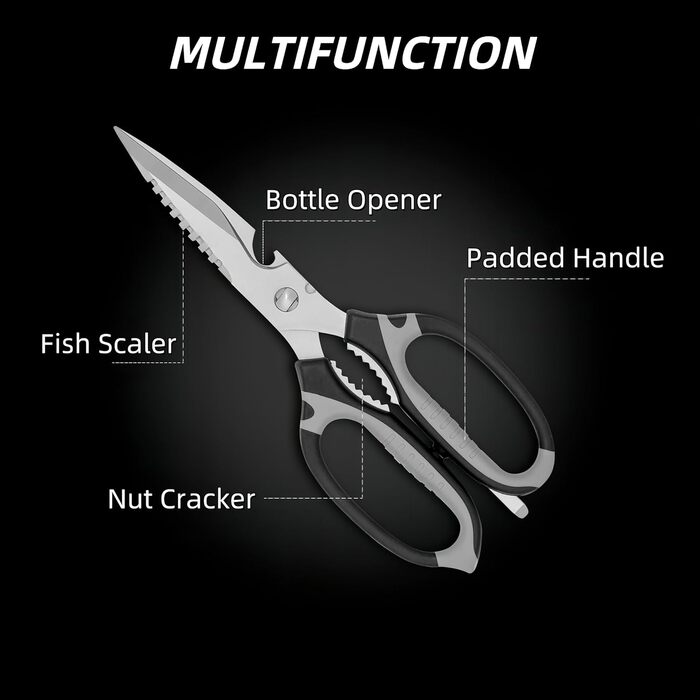 Кухонні ножиці для продуктів харчування, роздільні, придатні для миття в посудомийній машині, для нарізання м'яса та продуктів, кухонні ножиці, подарункова коробка (чорний)