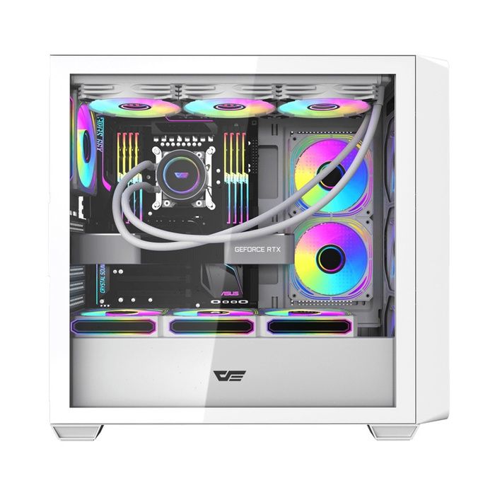 Корпус для комп'ютера darkFlash DS900WD Midi Tower (білий, ATX, загартоване скло, gaming)