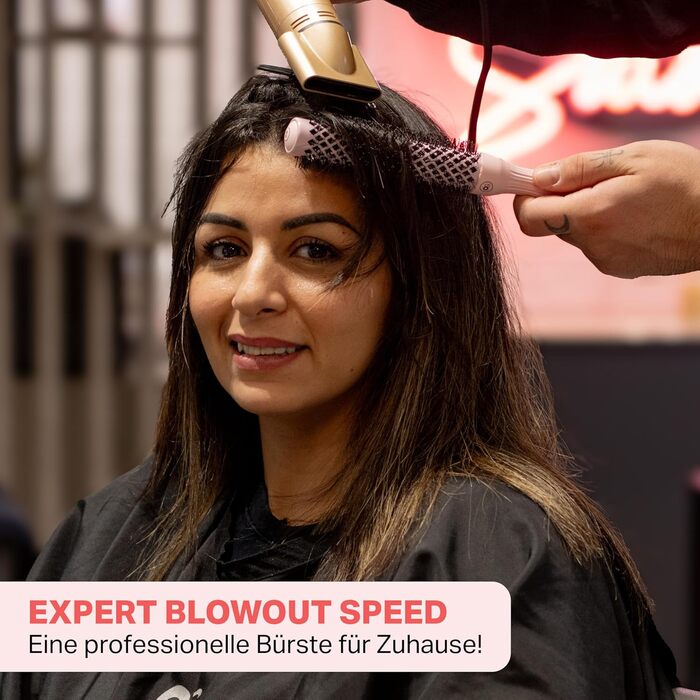 Кругла щітка Olivia Garden Expert Blowout Speed з керамічним покриттям, білий та сірий (25 мм, пастелевий рожевий)