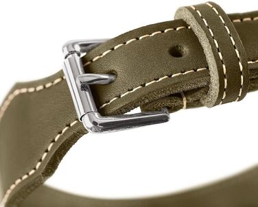 Нашийник для собак Hunter Aalborg ExtraWide оливкового кольору, 45 см, з м'якої шкіри, Made in Germany