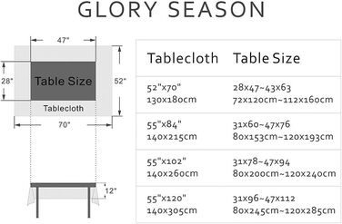 GLORY SEASON Скатертина з лляної тканини з класичним французьким сільським принтом, прямокутна 140x215 см, синя, для кухні та їдальні, для декору в стилі кантрі