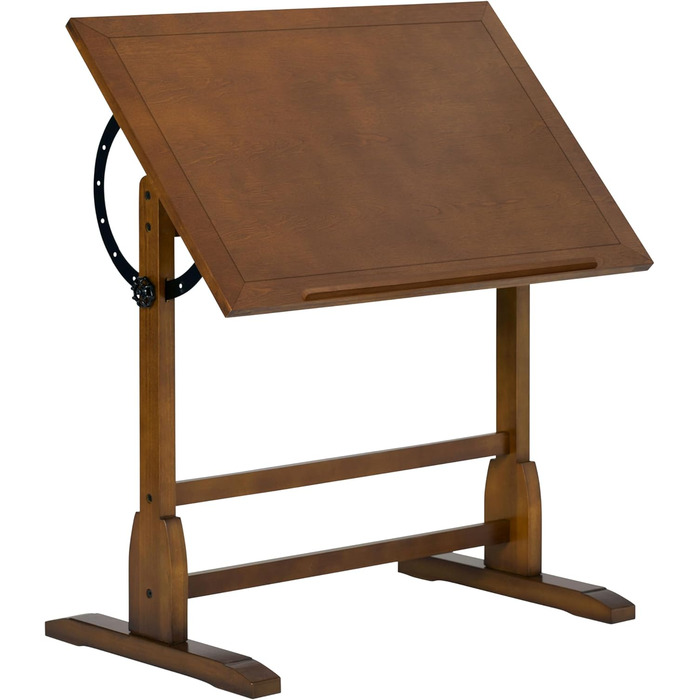 Adjustable Craft Table with Rustic Oak Top - Studio Desk for Hobbies & Art