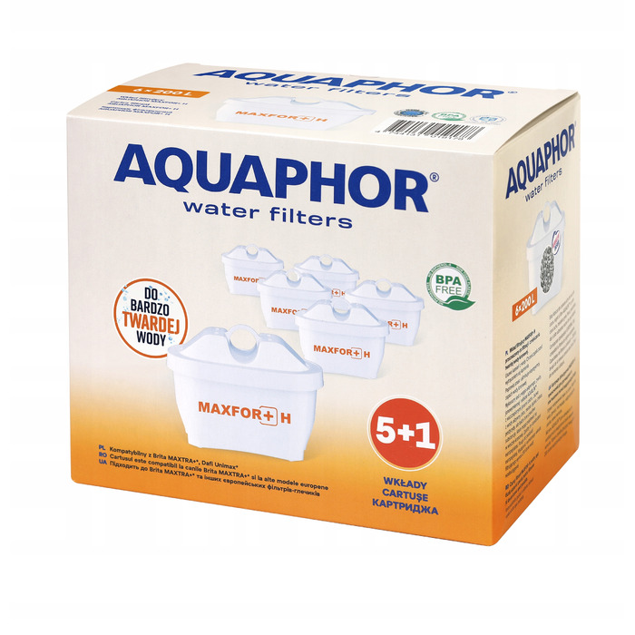 Смінні фільтри Aquaphor Maxfor+ H для жорсткої води до фільтруючого глека, 6 шт.