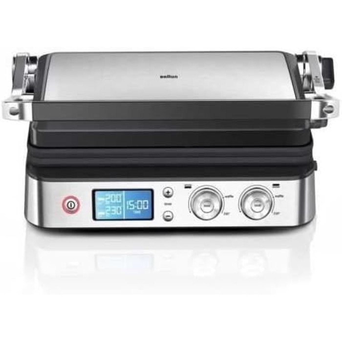 Електричний гриль Braun MultiGrill 7 CG7020: контактний гриль, BBQ та духовка 3-в-1, 2000W, велика поверхня для приготування (12 бургеров), миється в посудомийній машині, з піддоном для жиру