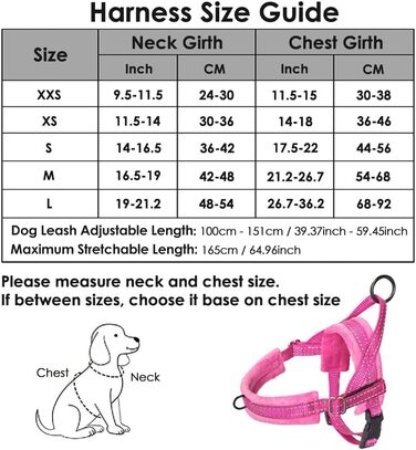 Нашийник для собак від тяги з повідком, анти-тяга, відбиваючий нашийник для цуценят, безпечний нашийник, анти-заплутування, для маленьких та середніх собак та цуценят, чорний (XXS, Рожевий)