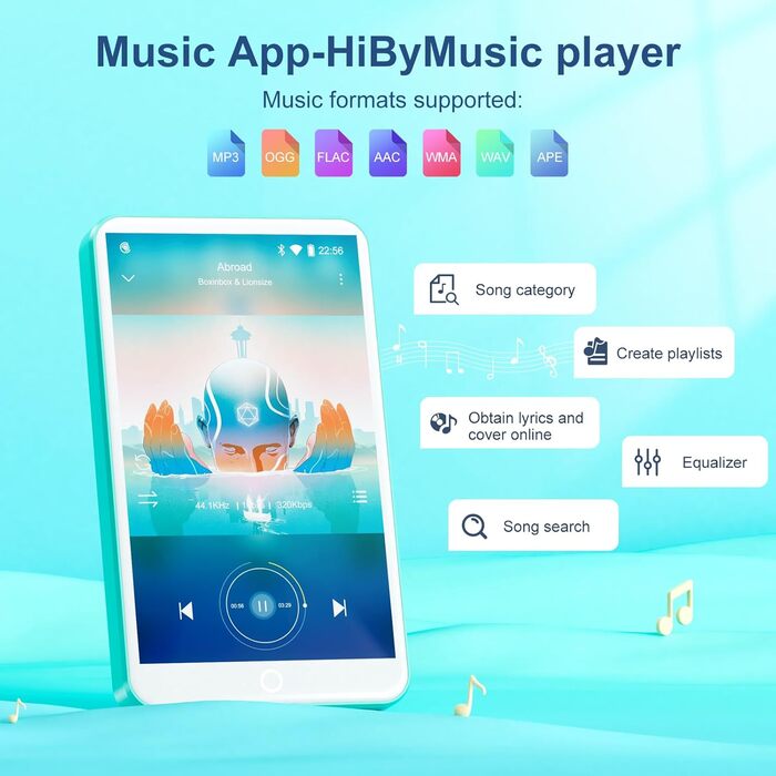 MP3 плеєр Oilsky 80GB з Bluetooth, WiFi, Android 9.0, 4