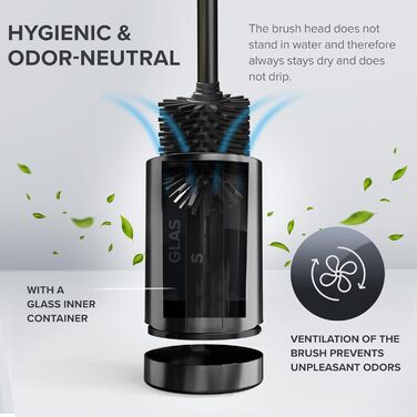 Набір для чищення унітазу Gunmetal matt з силіконовою щіткою | Без торпедо, знімною підставкою | З нержавіючої сталі, змінний насадок