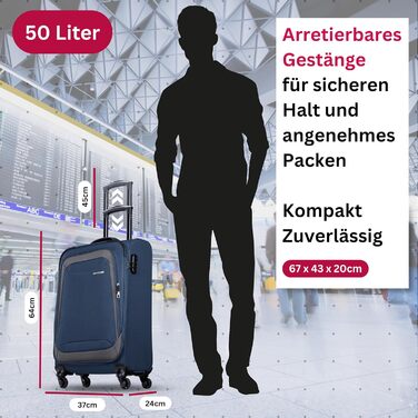 Тролей-валіза NOWI Korfu Weichschalen L, 50L, блакитна – зручний та легкий багаж для подорожей