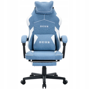 Ігрове крісло DEUS Edge Light Blue з підніжкою, тканина