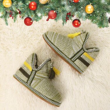 COFACE Халаці домашні жіночі, тапочки для дому, зимові, теплі, плюшеві, з підкладкою, халатці-човники (41/42 EU, світло-зелені)