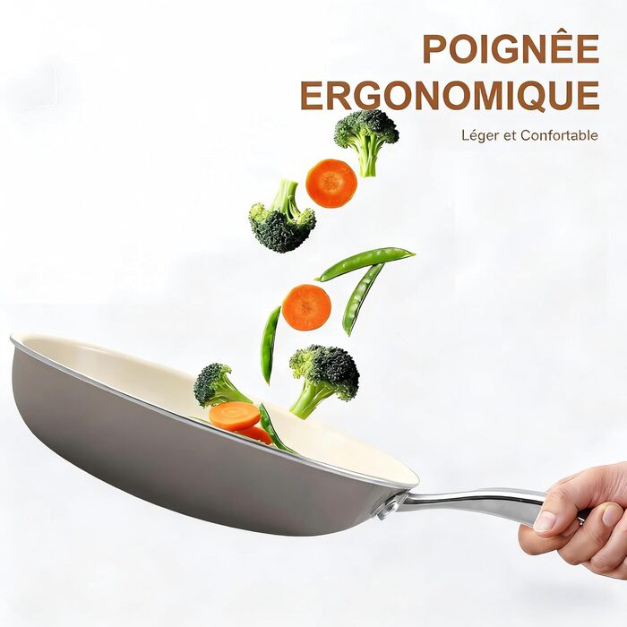 Пательня керамічна 24 см з антипригарним покриттям, індукція, духовка, посудомийна машина, алюміній, не містить PFAS, PFOA, PTFE