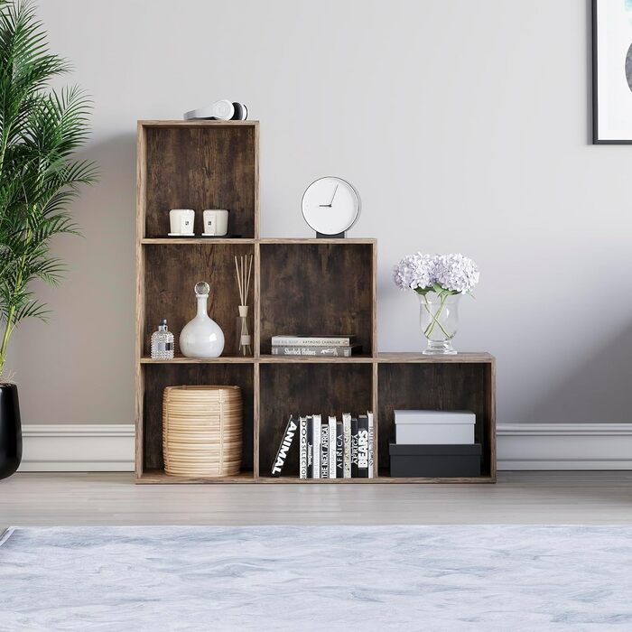 Стелаж для зберігання Vida Designs Durham, 6 кубів, темне дерево, книжкова полиця для вітальні
