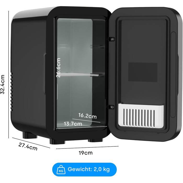 Міні-холодильник Enventor 6L: портативний, для авто, кімнати, косметики, фруктів, чорний