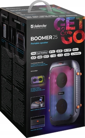 Портативна колонка Defender BOOMER 25, чорна, 25 Вт