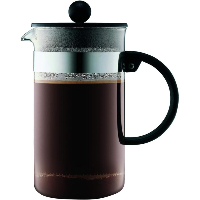 Френч-прес Bodum Bistro Nouveau 1 л, скло, чорний, для кави, підходить для миття в посудомийній машині