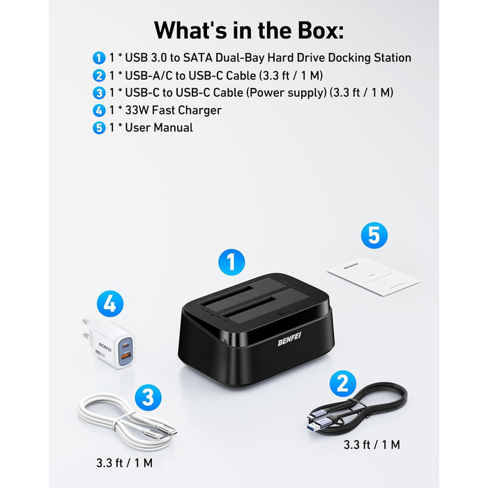 Док-станція BENFEI USB-C для HDD/SSD 2.5