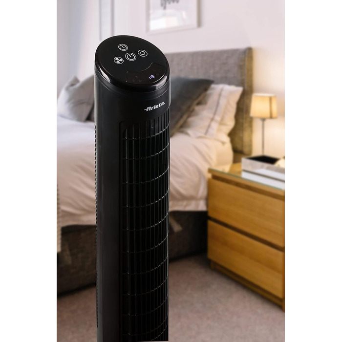 Вентилятор настільний Ariete 805, 48 Вт, з осциляцією 180°, дисплеєм, 3 швидкості, 3 режими, таймер до 7,5 год, чорний