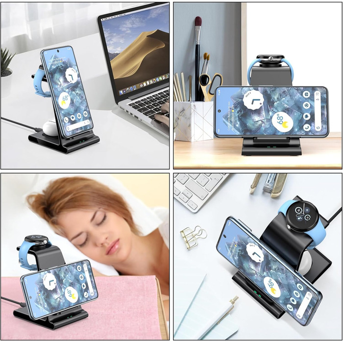 Бездротова зарядка для Google Pixel Watch 3/2 та Pixel 9 Pro/XL/9a/9/8a/8/Pixel 7/7a/7/6/5/4/3, Pixel Buds Pro/2 (без адаптера)