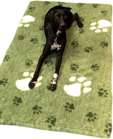 Килимок для собак Elropet Premium 30mm, нековзний, для маленьких та великих собак, Vet Bed, розмір M (100x80 см), зелений з лапкою
