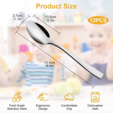 Набір ложок для лате макіато, 8 шт., 24 см, нержавіюча сталь, для десертів, кави, молочних коктейлів, миючі в посудомийній машині