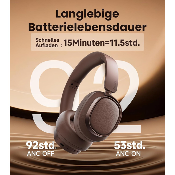 Навушники бездротові Edifier ES850NB з шумозаглушенням, Hi-Res Audio, Bluetooth 5.4, коричневі