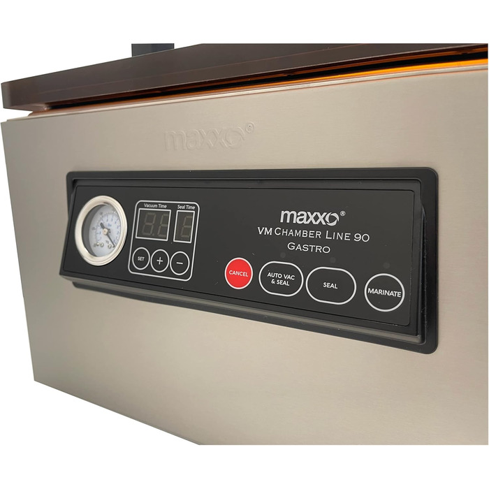 Професійний вакуумний пакувальник Maxxo VM Profi з подвійною зварювальною лінією, 20 л/хв, вакуумний насос 900 мбар, для харчових продуктів, з нержавіючої сталі (Kammervakuumіer VM ChamberLine 90 Gastro)