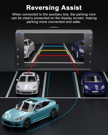Відеореєстратор у машину Dashcam 4K з двома камерами, WiFi, 64GB SD карта, паркувальний асистент, нічне бачення, 170°+140° кут огляду, 3' IPS дисплей, G-сенсор, циклічна запис, паркування, підтримка карт до 256GB