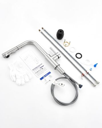 Змішувач кухонний Sofetiy висувний з душем, нержавіюча сталь, 360° поворот, одноlever, 2 режими струменя