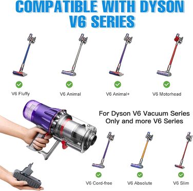 Запасний акумулятор 8000mAh V6 з LCD-дисплеєм для пилососів Dyson V6 (DC58, DC59, DC61, DC62, DC72, DC74, SV03, SV05, SV06, SV07, SV09) Animal/Absolute/Motorhead/Fluffy (2 фільтри, 8.0Ah)