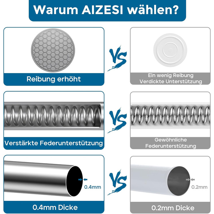 Штанга для штор без свердління AIZESI, 70-120 см, телескопічна, діаметр 22 мм, срібна
