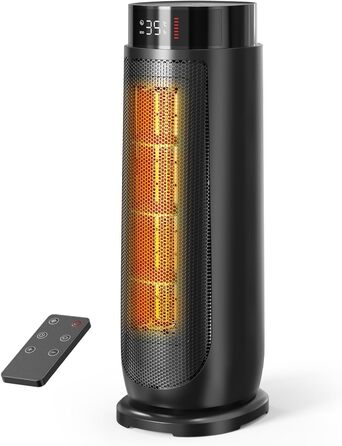 Електричний обігрівач Aroeve: 2000W, PTC кераміка, енергозбереження, 4 режими, таймер 24h, пульт, захист від перегріву та перекидання