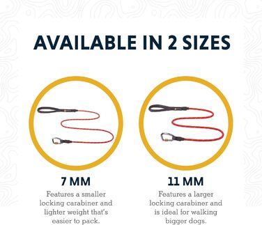 RUFFWEAR Knot-a-Leash, reflective rope dog leash with carabiner clip, length: 1.5 m, strength: 7 mm, Obsidian Black (Small, Rot Sumac)