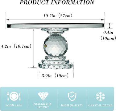 Тортниця скляна з ніжкою, діаметр 27 см, прозора - Uten