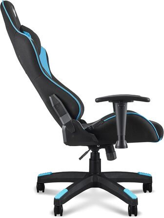 Ігрове крісло Acer Predator Rift Lite, знімні поперекова та шийна подушки, регульовані 2D-підлокітники, дві подушки, спинка з нахилом до 155°, для користувачів до 120 кг, чорний/синій