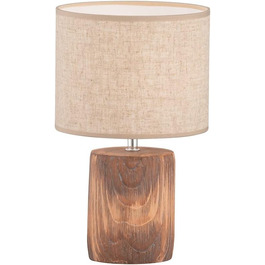 Настільна лампа Fischer & Honsel Malik: бетон з імітацією дерева, тканинний абажур, висота 35 см, діаметр 20 см