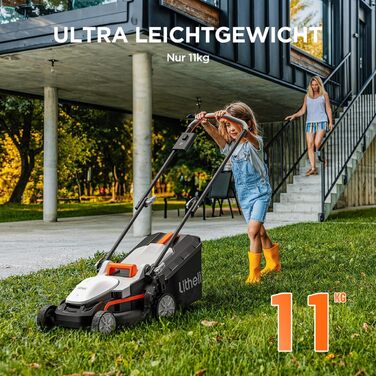Litheli cordless lawn mower, 20V/33cm cutting width, up to 200 m², 30L collection box, 25-65 mm cutting height, incl. 4.0 Ah battery