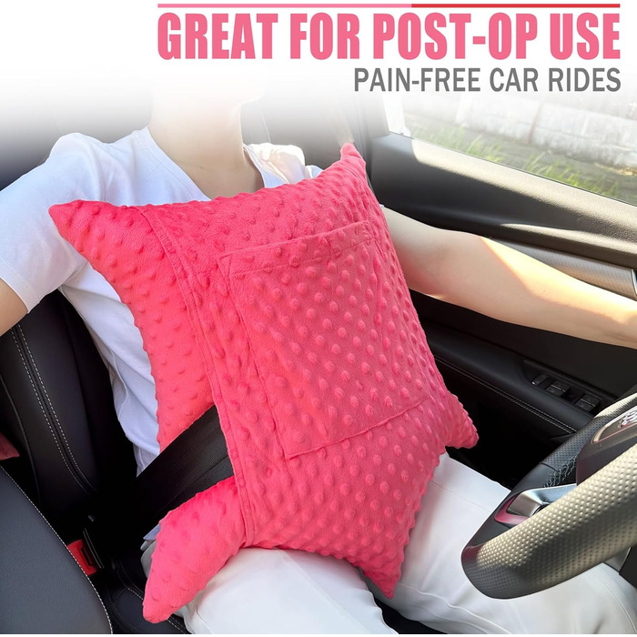 Star-shaped Hysterectomy Pillow for Abdominal Surgery with 2 Pockets, Hysterectomy Pillow Must-Have Recovery Gift Post-operative Tummy Tuck Abdominal Pillow Minky Dot Red