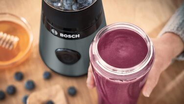 Блендер Bosch VitaPower Serie 2 MMB2111S з пляшкою ToGo, міні-стаціонарний, високошвидкісний, сріблясто-чорний, набір для смузі