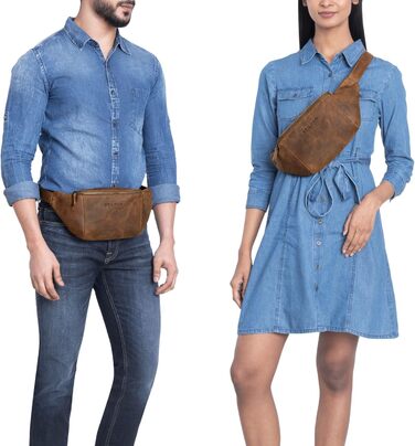 STILORD 'Pino' Елегантна поясна/грудна сумка з екошкіри для жінок та чоловіків. Компактна, вінтажна, з натуральної шкіри, колір: (Mittel - Braun)