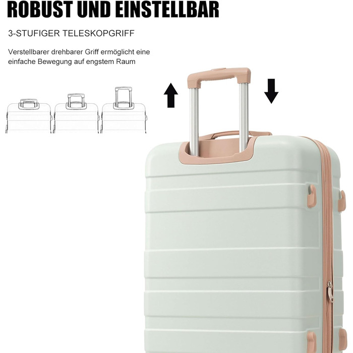 Набір валіз Merax (3 шт) з ABS-пластику, L-XL, з TSA-замком, розширюваний, з культурою та сумкою для подорожей (зелений)