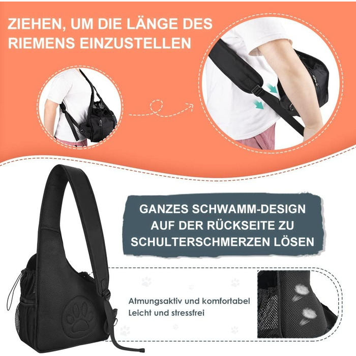 Чорна переносна сумка-переноска для собак до 3 кг, регульований ремінь, дихаюча сітка, міцна основа, кишеня, для цуценят