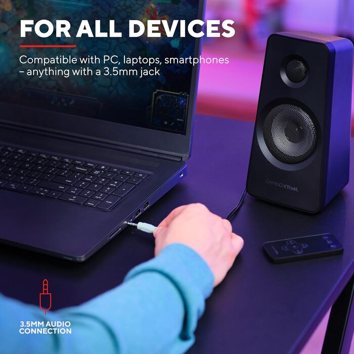 Trust Gaming GXT 38 Акустична система 2.1 з сабвуфером (RGB) - 120 Вт (для смартфона/ПК/планшета, чорний/червоний)