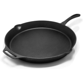 Petromax Frying Pan with Handle - Pan made of cast iron suitable for all types of grills and stovetops, gas flames, ovens, or outdoor cooking - Searing, simmering, and roasting with a non-stick effect - Diameter (40 cm)