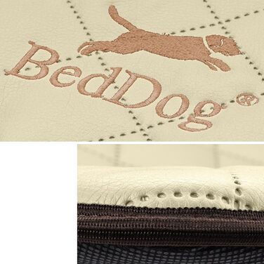Килимок для собак BedDog® Nelly - м'який лежак для тварин, штучна шкіра, 90x60 см, пісочний/кремовий колір