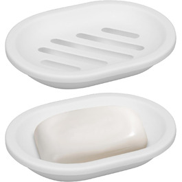 Двошарова мильниця AstraLoom 2 шт., пластикова, самостійно спорожняється, антипригарне покриття - для ванної/кухні/губки (білий)