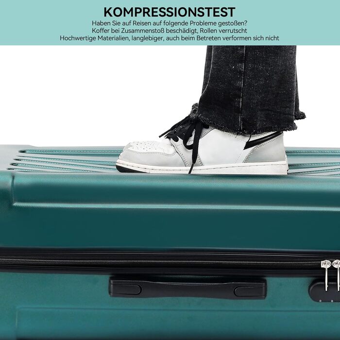 Набір валіз Beibye 2045 з двома колесами, 3 шт., для подорожей, жорсткий корпус, 20 кольорів (темно-зелений)