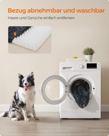 Feandrea FluffyHug Dog Bed, Plush, Dog Blanket Sofa, Sofa Protector Dog, Dog Cushion, Size M, for small and medium-sized dogs, 80 x 75 x 16 cm, PGW221G02 (L 110 x W 95 x H 18 cm, Dark Grey)
