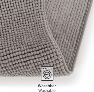 Килимок для ванної кімнати Blumtal Chenille 40x60 см - сертифікований Oeko-TEX, антиковзаючі, миються, сірий