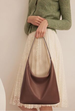Сумка жіноча KALIDI Shopper з PU шкіри, велика сумка-тоут Hobo, темно-коричнева для роботи, навчання, повсякденного використання