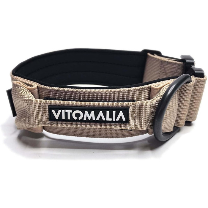 Тактичний нашийник для собак, 5 см: міцний нейлон, магнітна ручка, надійна застібка, для великих собак (5см/M = 40-50см, Бежевий)